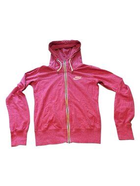 Nike Sweatshirt Womens Extra Small XS Pink Full Zip Hooded Long Sleeve Pre Owned